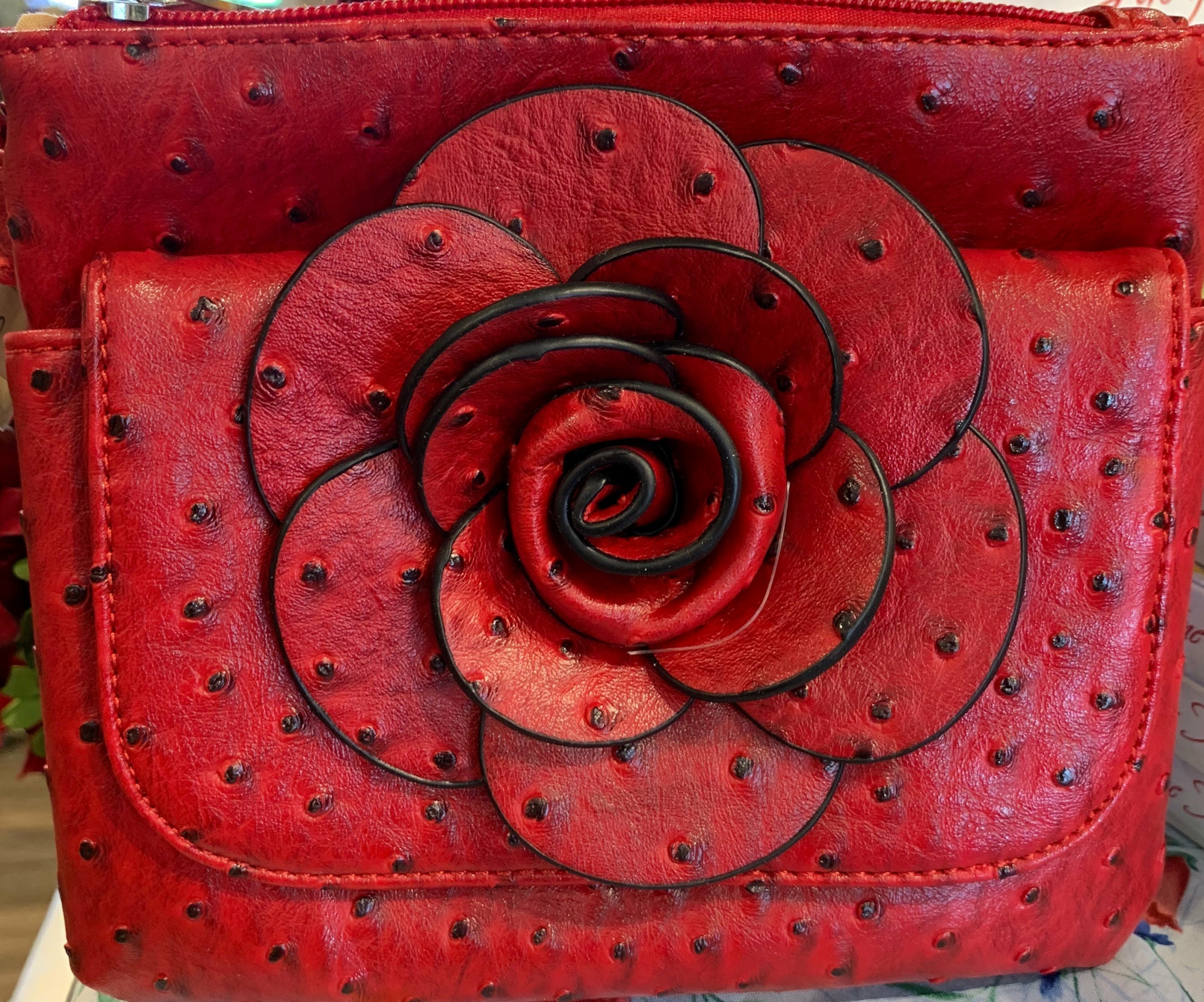 Red Orach Clutch. Exclusive bags made of genuine ostrich.