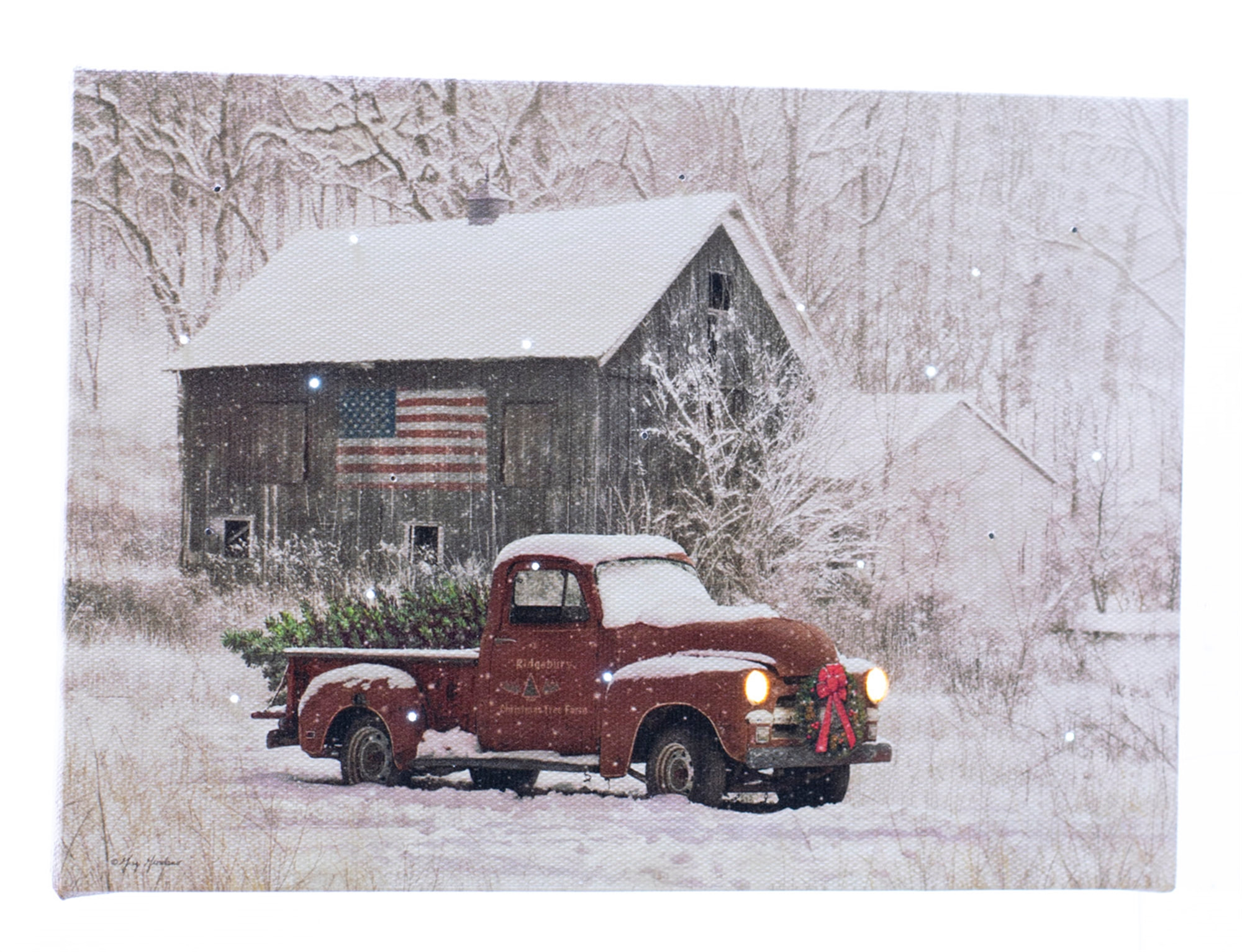 Lighted LED Picture Winter Truck Scene